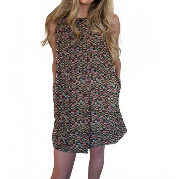 FRNCH Dresses & Skirts - NEW FRNCH harlow checkered jacquard tank mini dress in multi